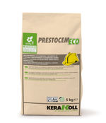 Mortero mineral eco-compatible, referencia Prestocem Eco de Kerakoll. Envase: 4x5 kg
